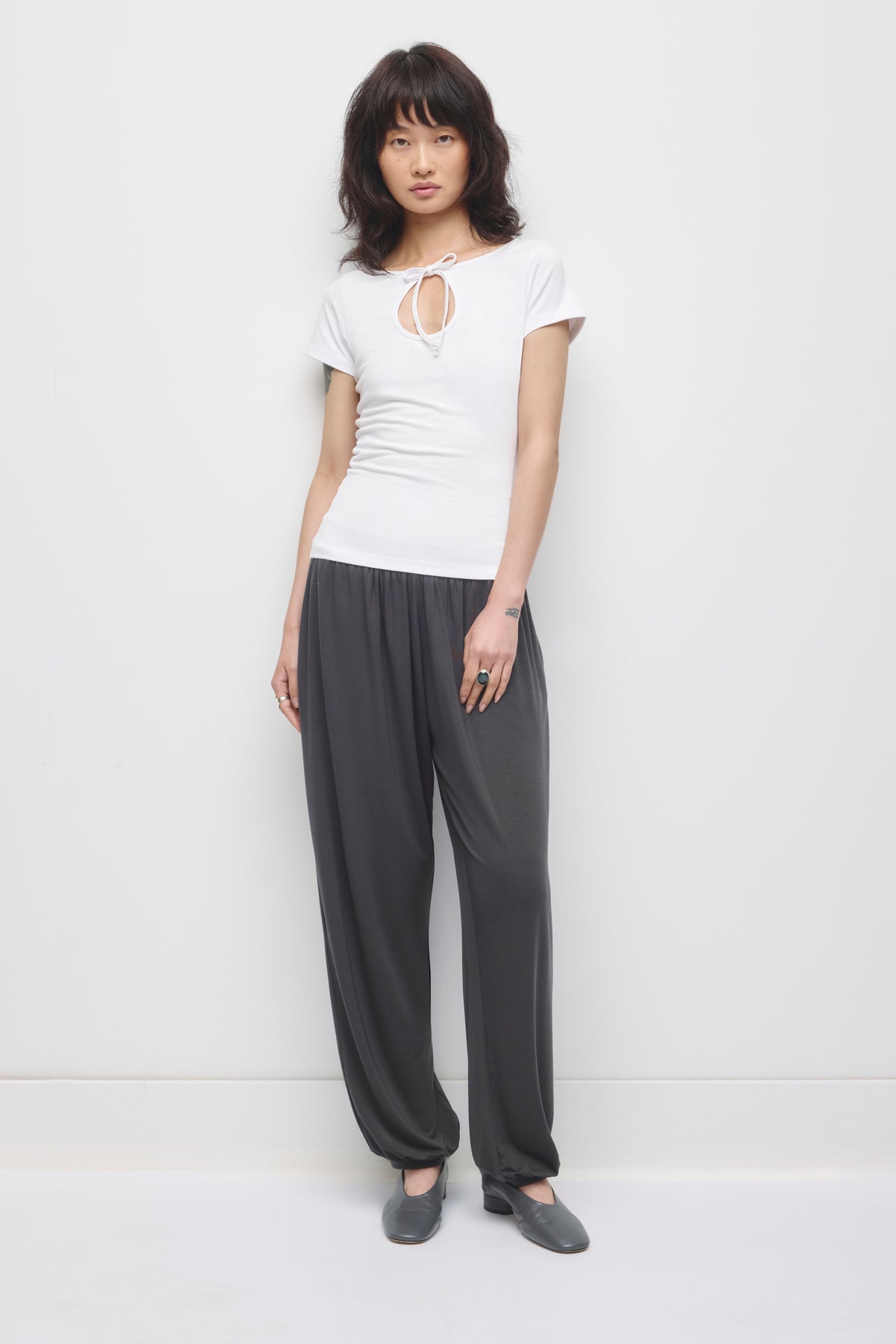 T-shirt Keyhole Layn pour Femme en blanc