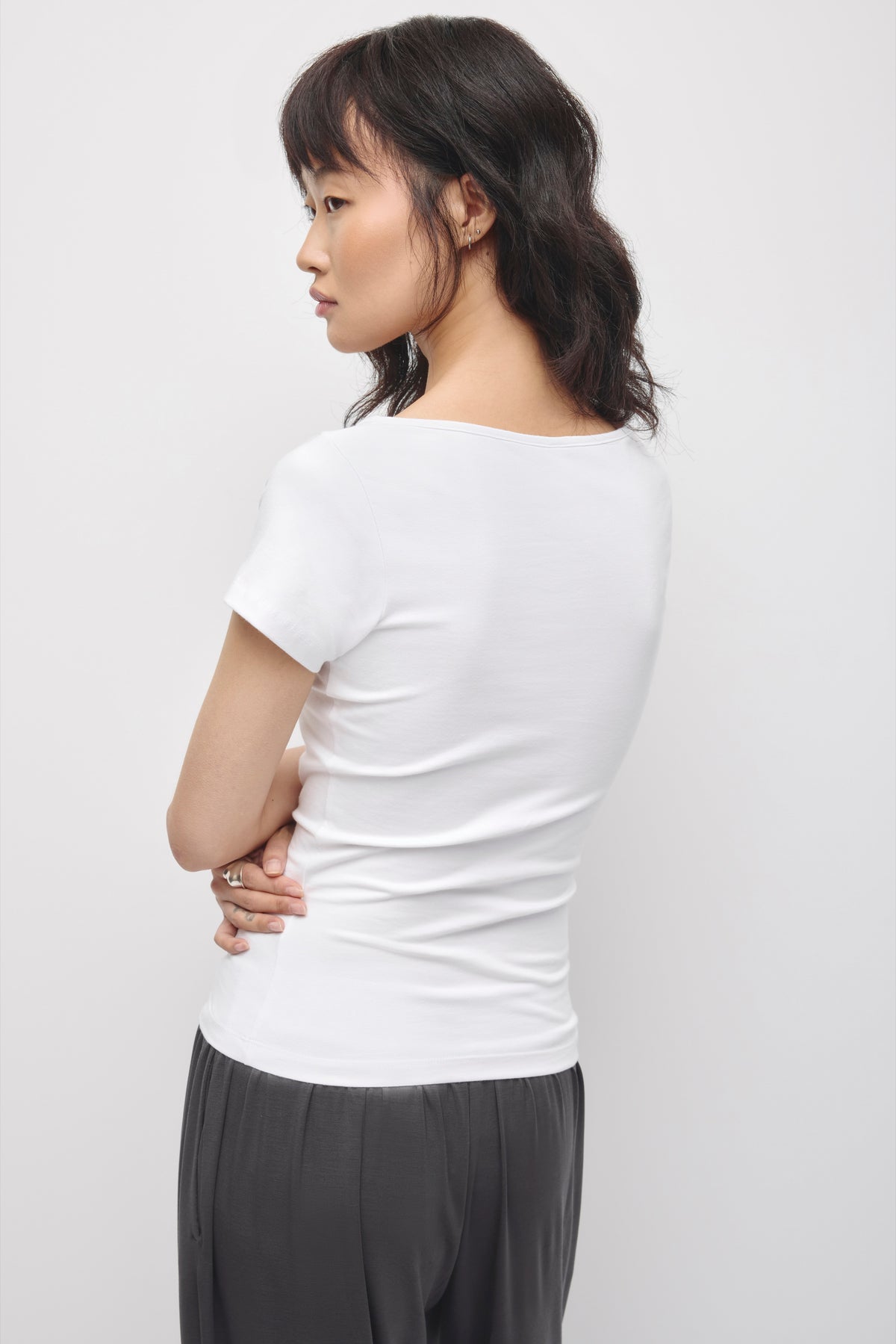 T-shirt Keyhole Layn pour Femme en blanc