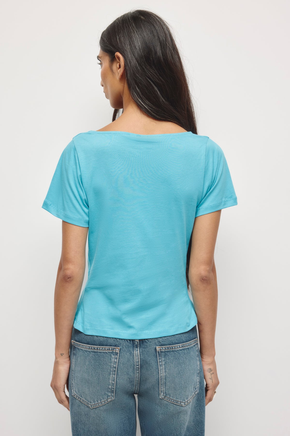 Women's Lina Cowl Neck Tee in Cerulean