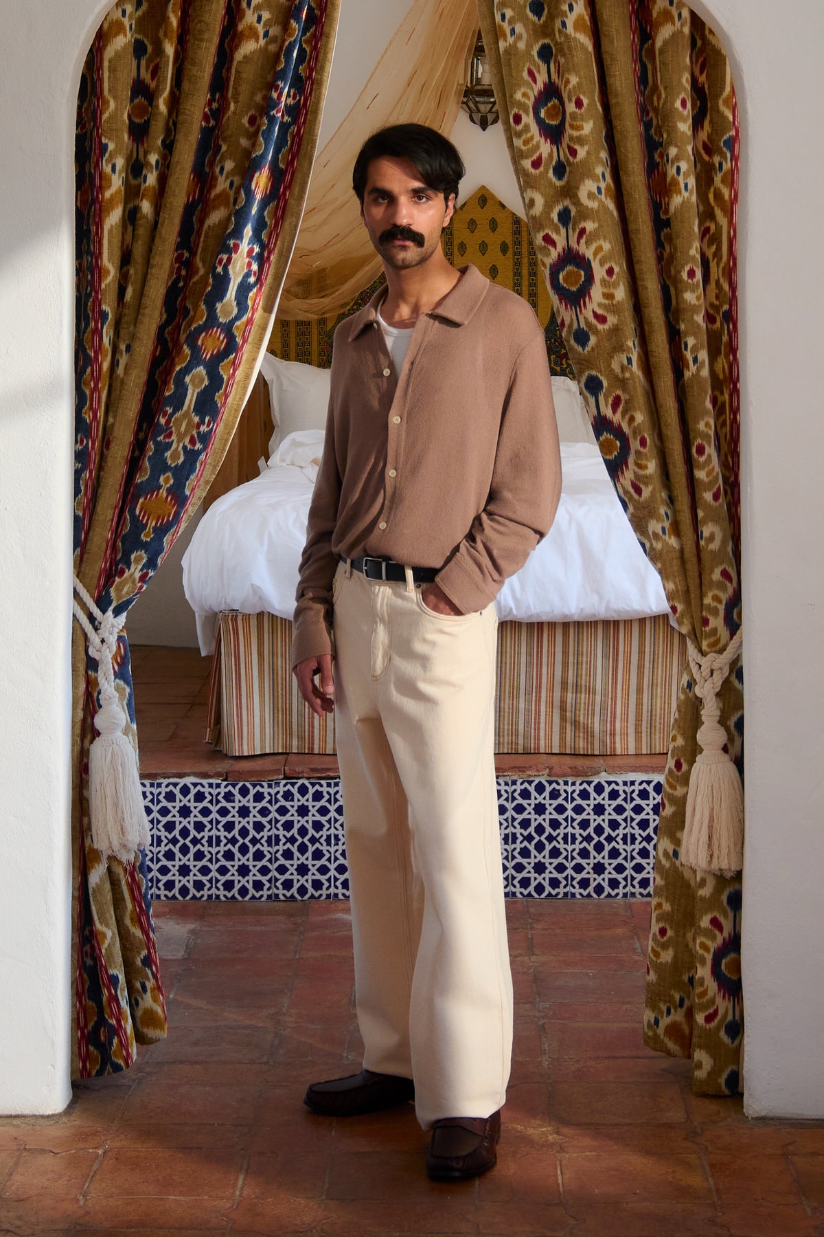 Chemise en jersey Luxor pour hommes en taupe