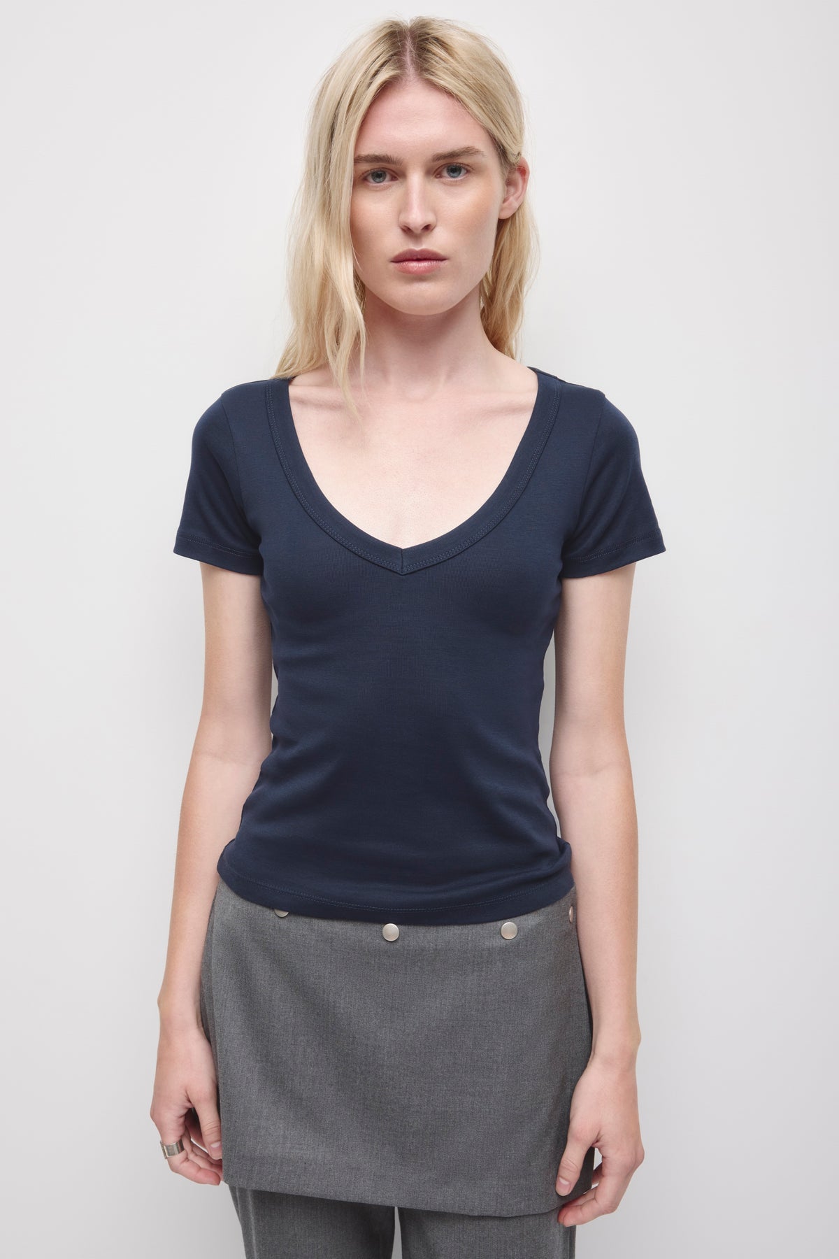 Women's Low V-Neck Tee in Deep Ocean