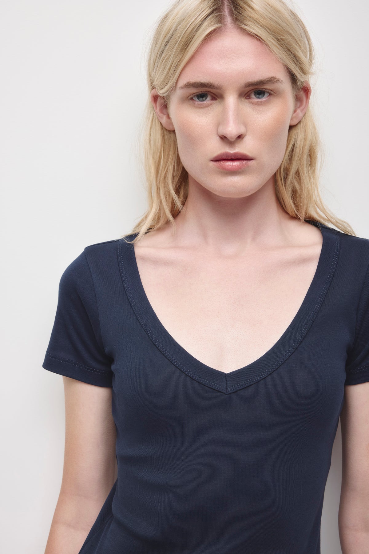 Women's Low V-Neck Tee in Deep Ocean