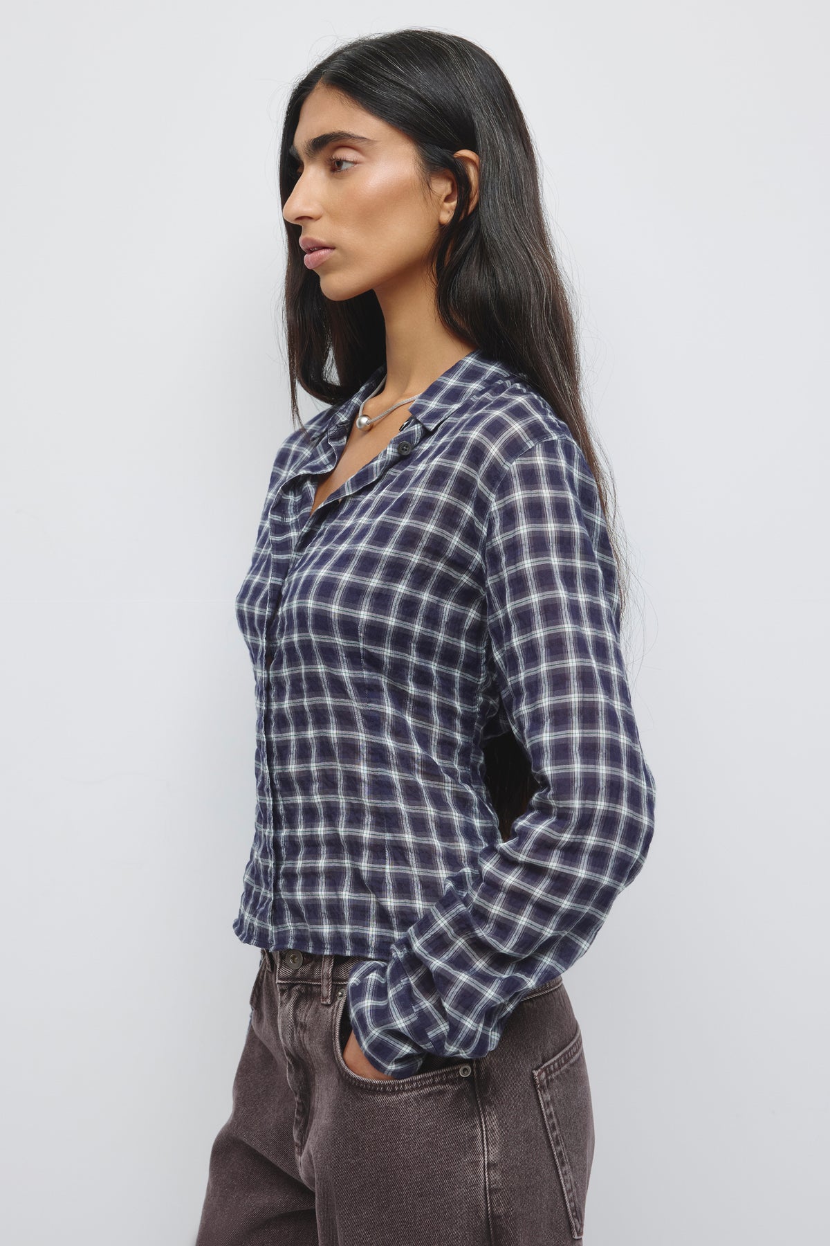 Women's Luma Check Shirt in Deep Ocean Check