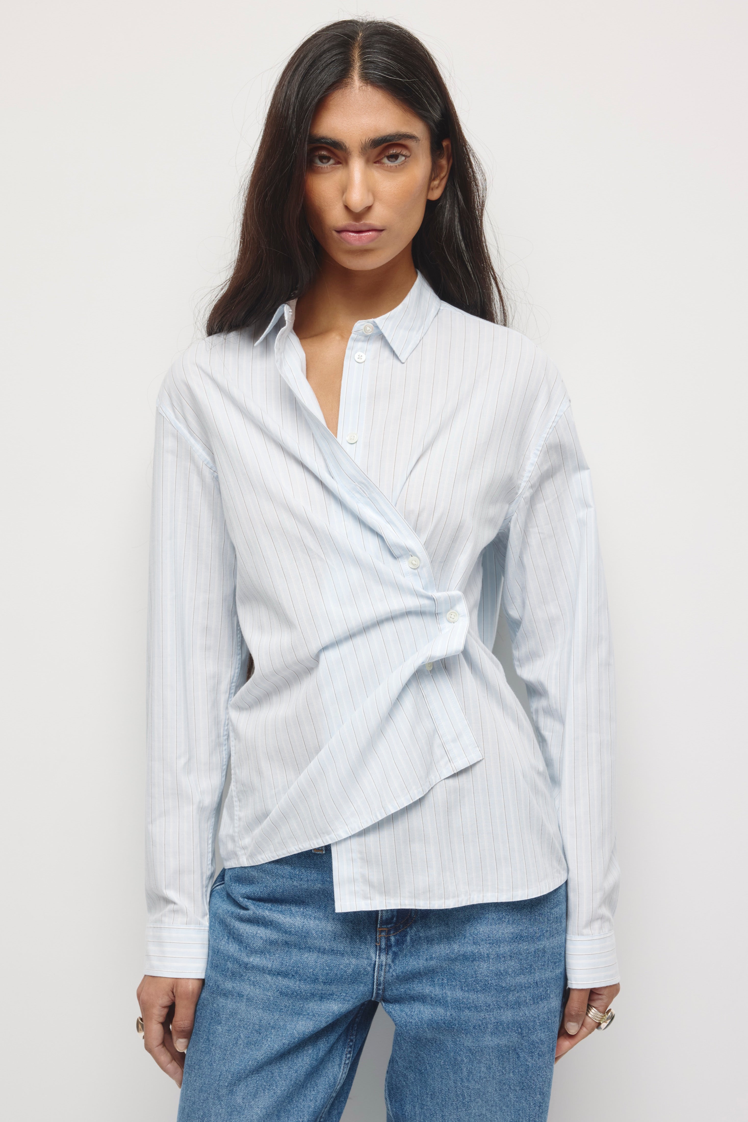 Chemise Maraaya pour femme en rayures aura bleue