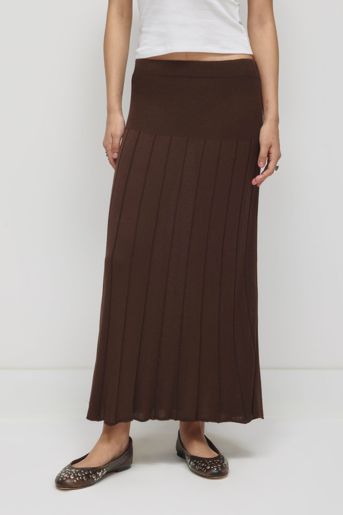 Jupe en maille pour femme en brun
