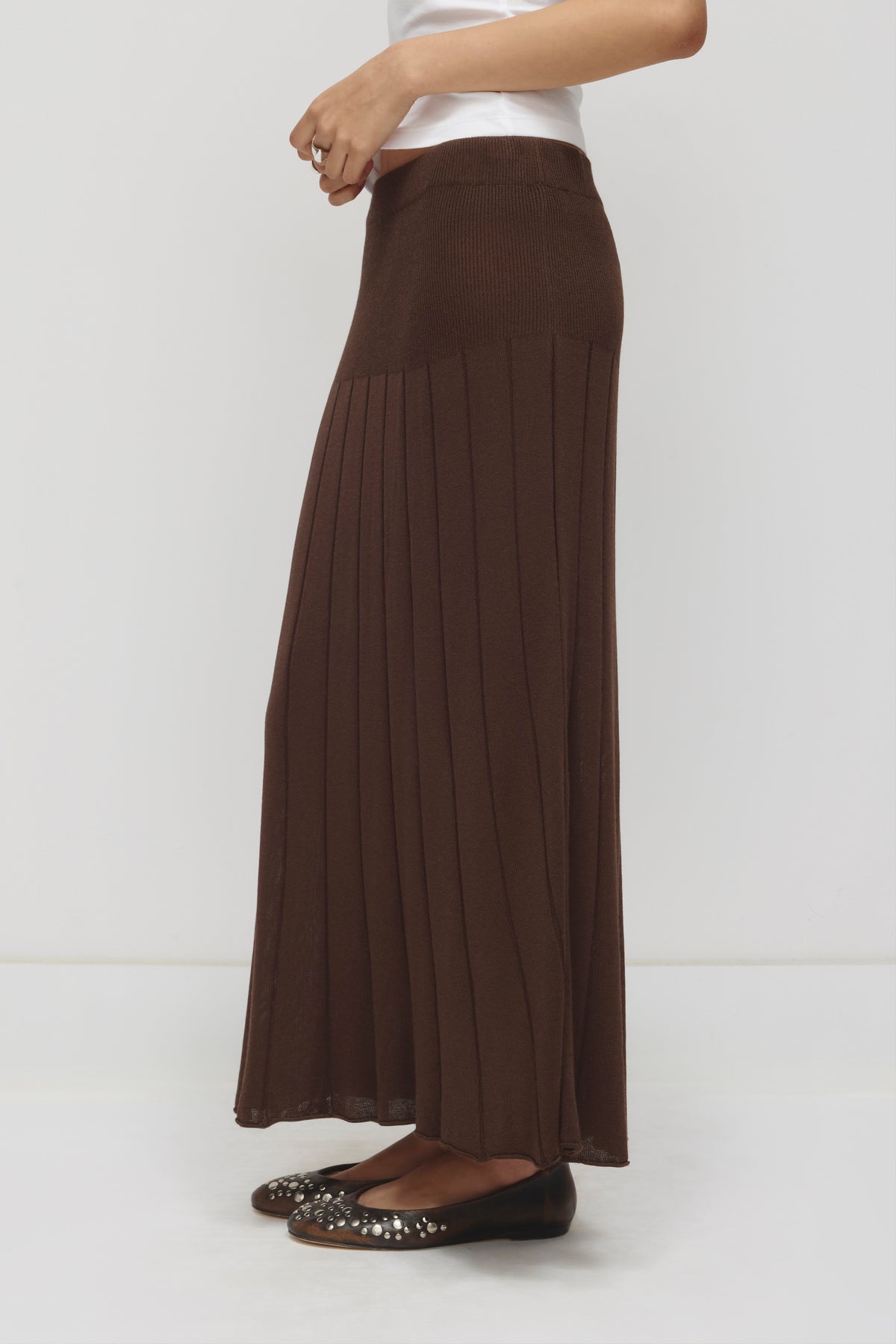 Jupe en maille pour femme en brun