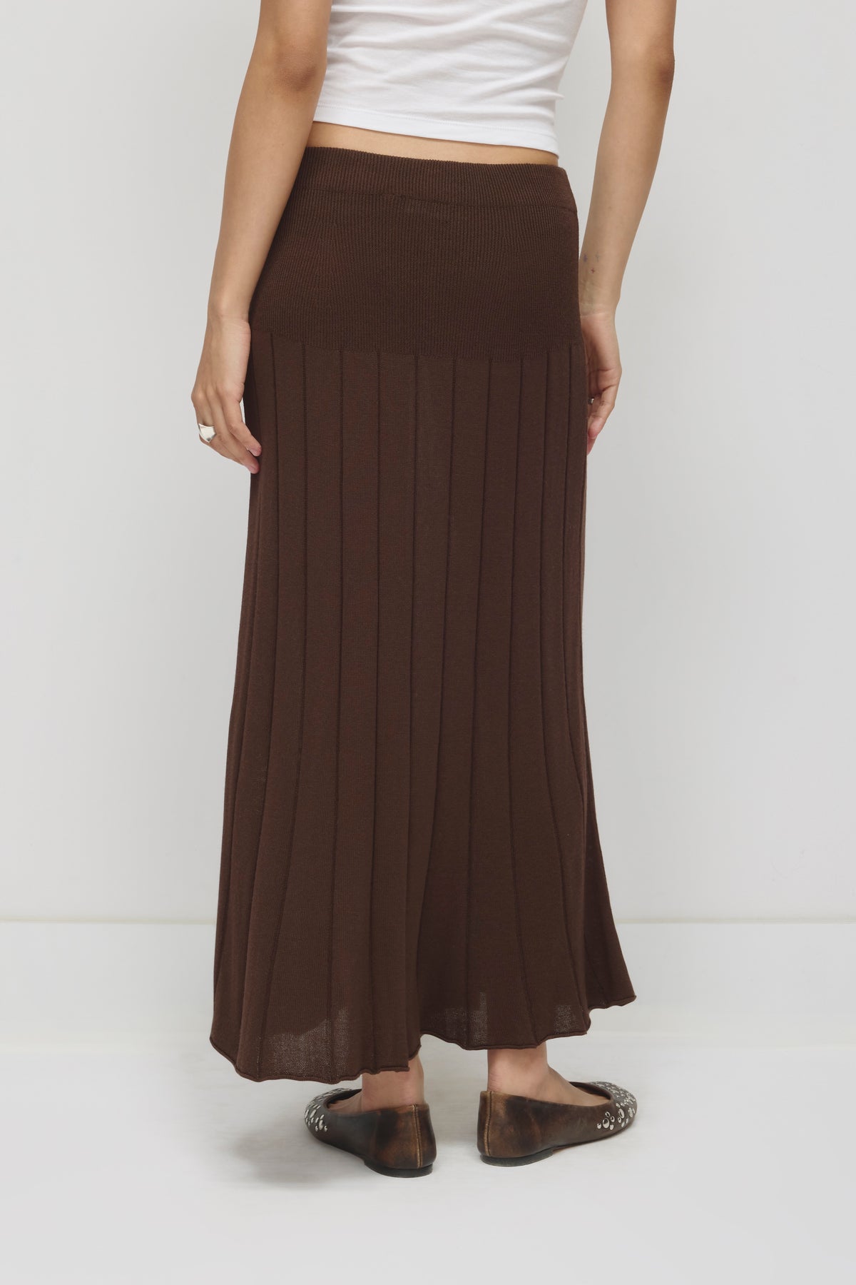 Jupe en maille pour femme en brun