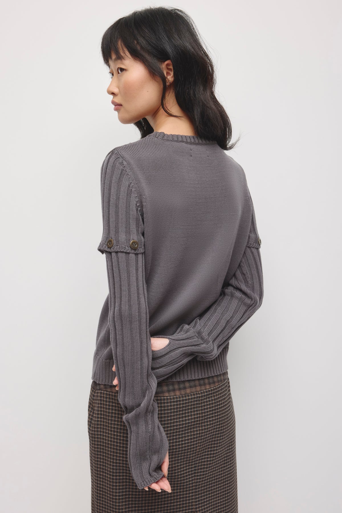 Women's Modular Button Sweater in Thunderstorm