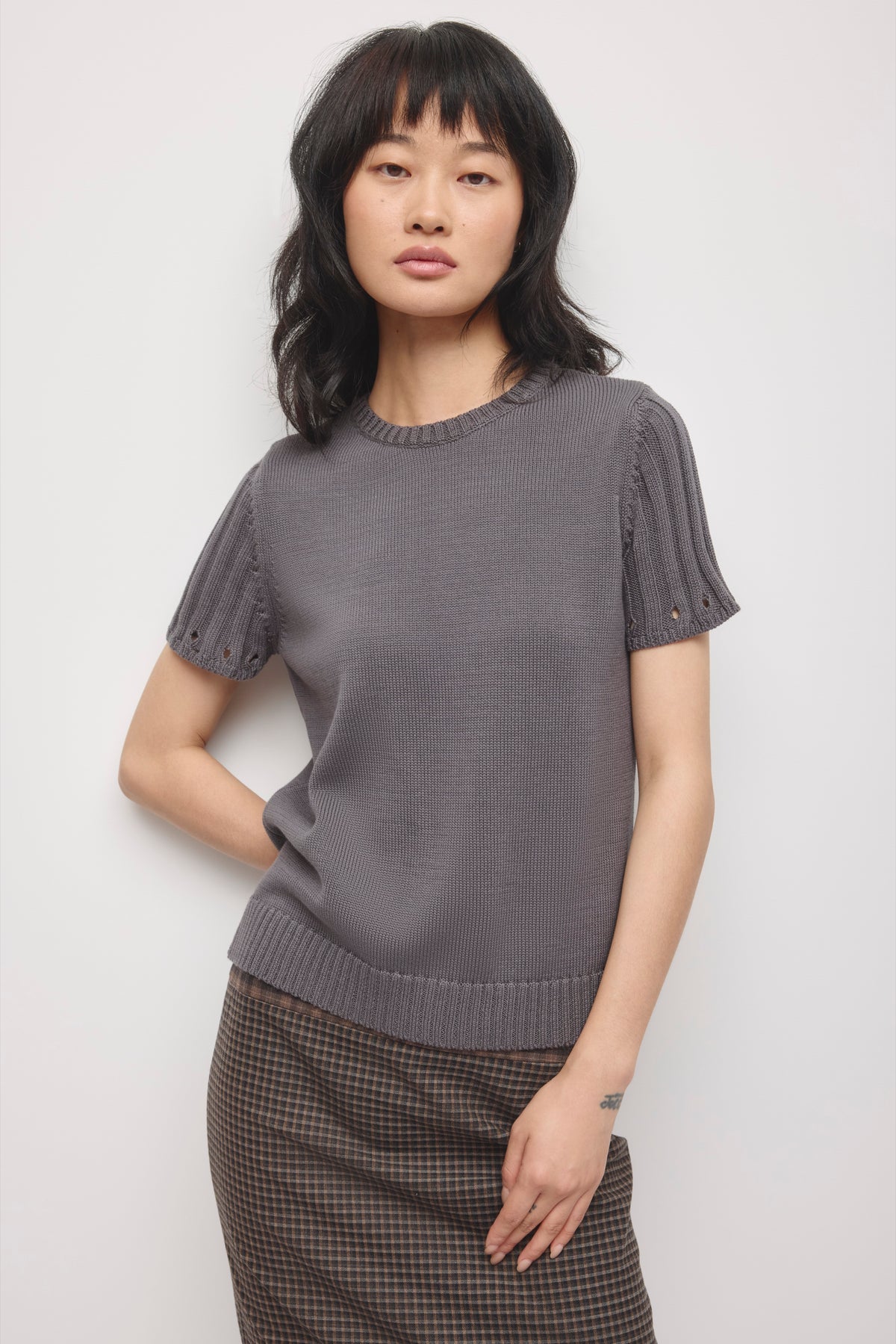 Women's Modular Button Sweater in Thunderstorm
