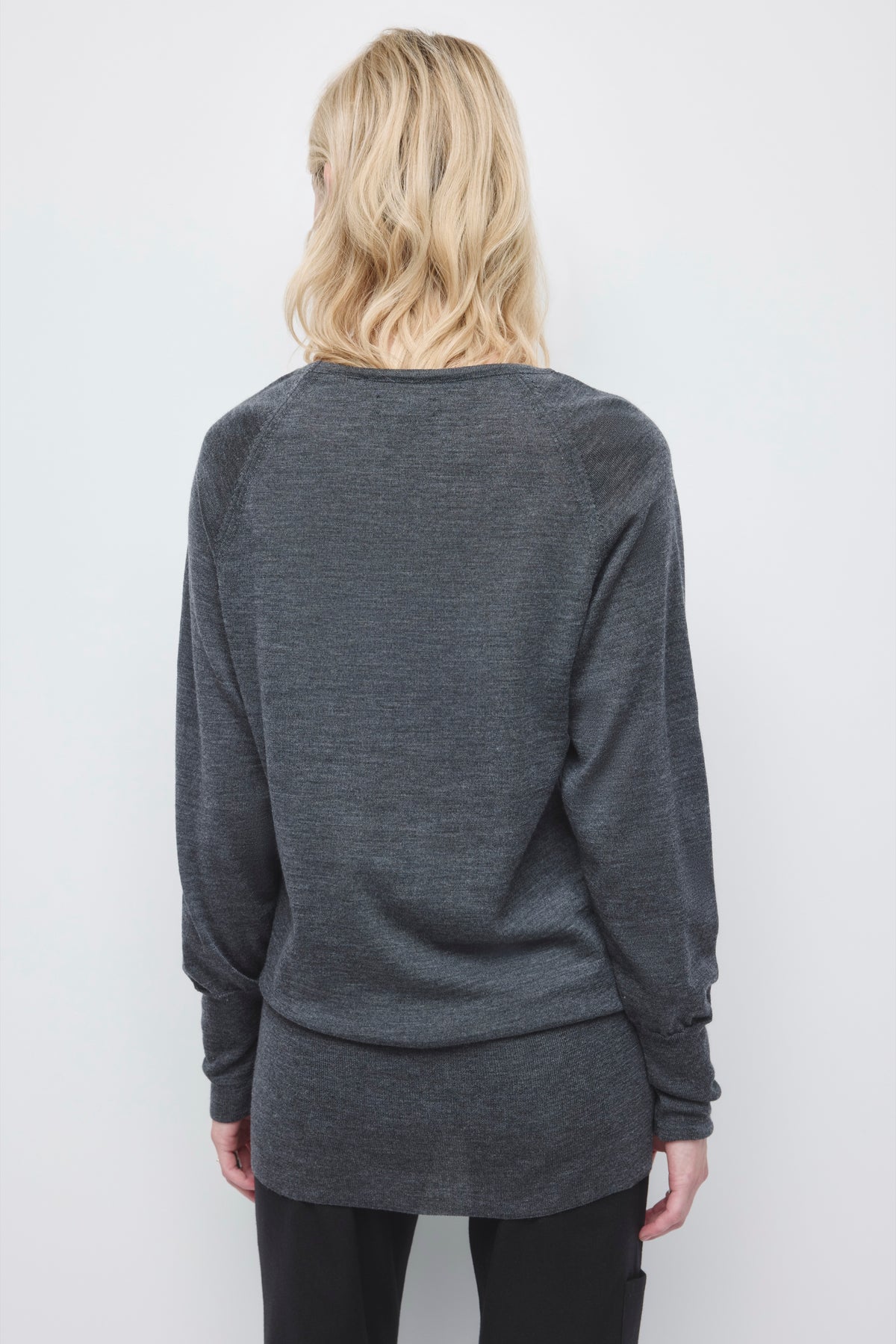Chandail Mona Merino à manches dolman pour femme en charcoal Melange