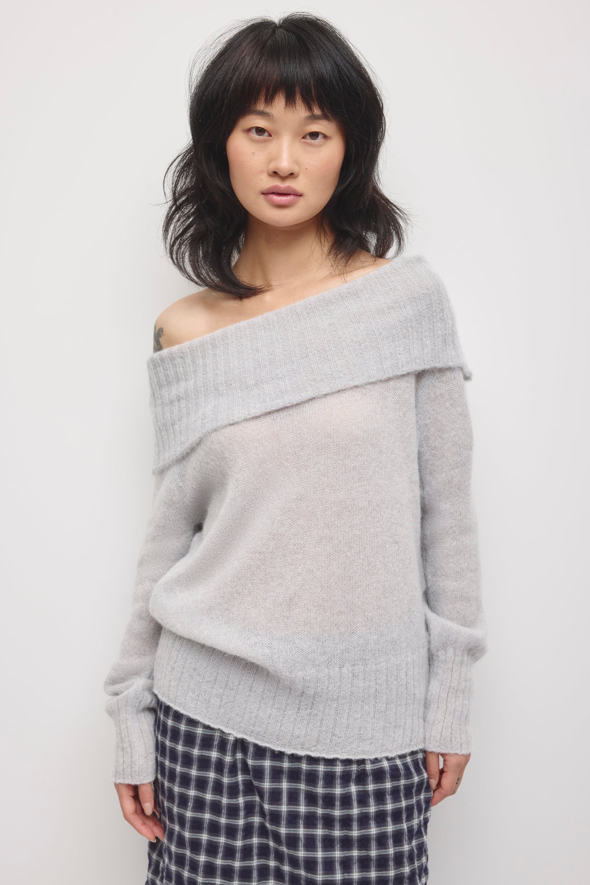 Chandail col cowl convertible Noor pour femme en brume