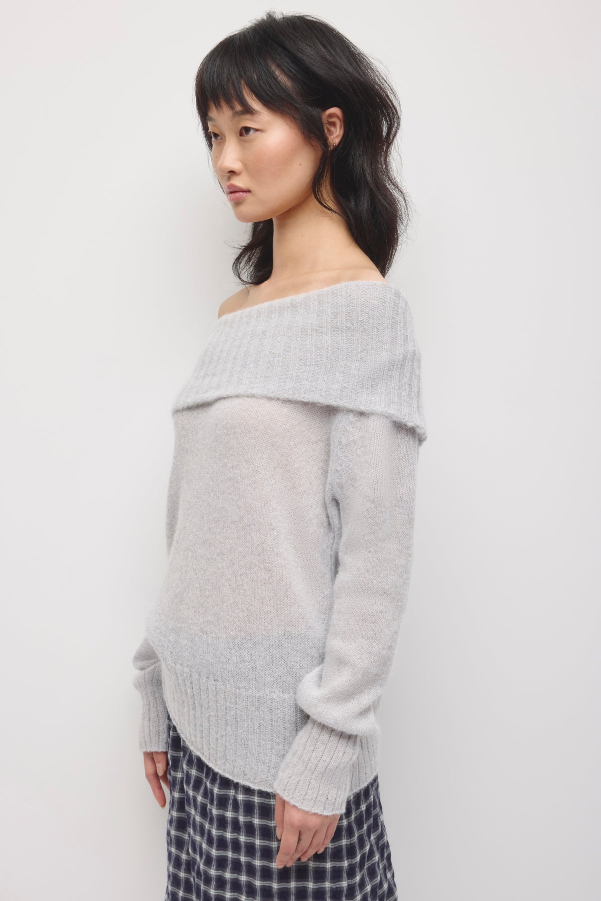 Chandail col cowl convertible Noor pour femme en brume