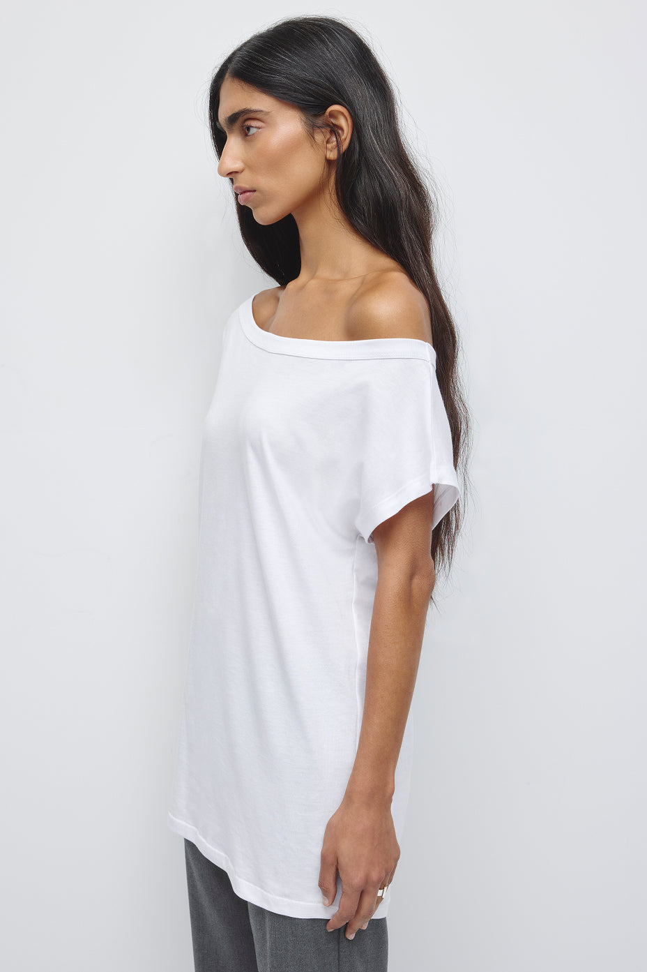 Women's Off Shoulder Draped Tunic in White