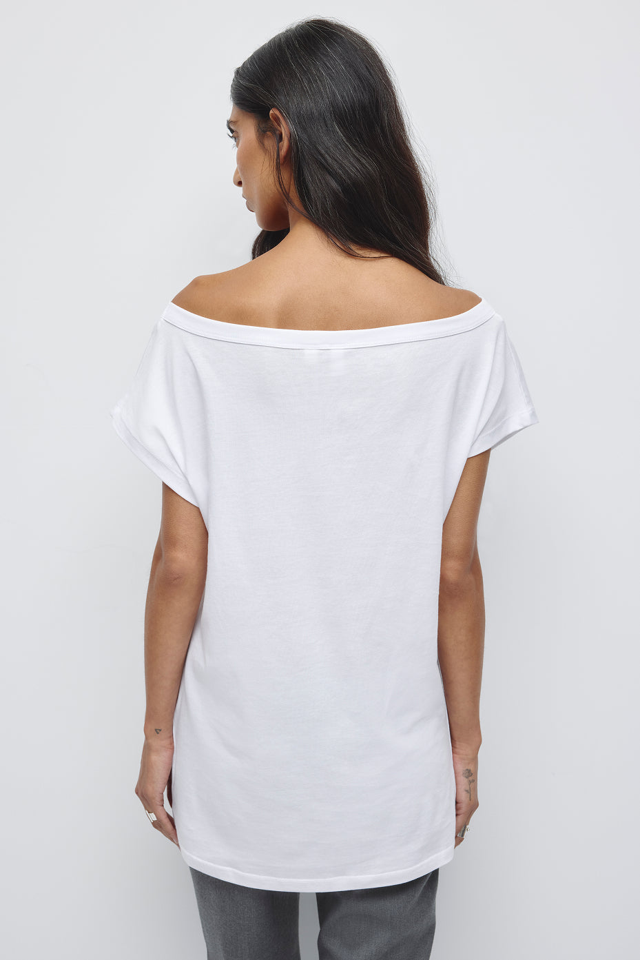 Women's Off Shoulder Draped Tunic in White