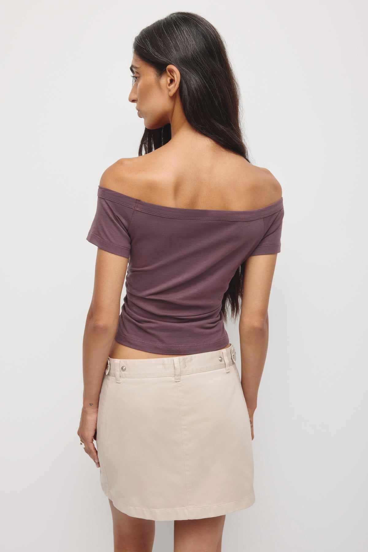 Femmes T-shirt Épaules Dénudées Froncé en raisin sec