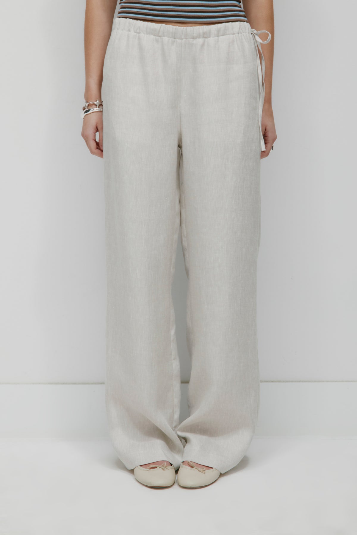 Pantalon à nouer en lin Persea pour femme en naturel