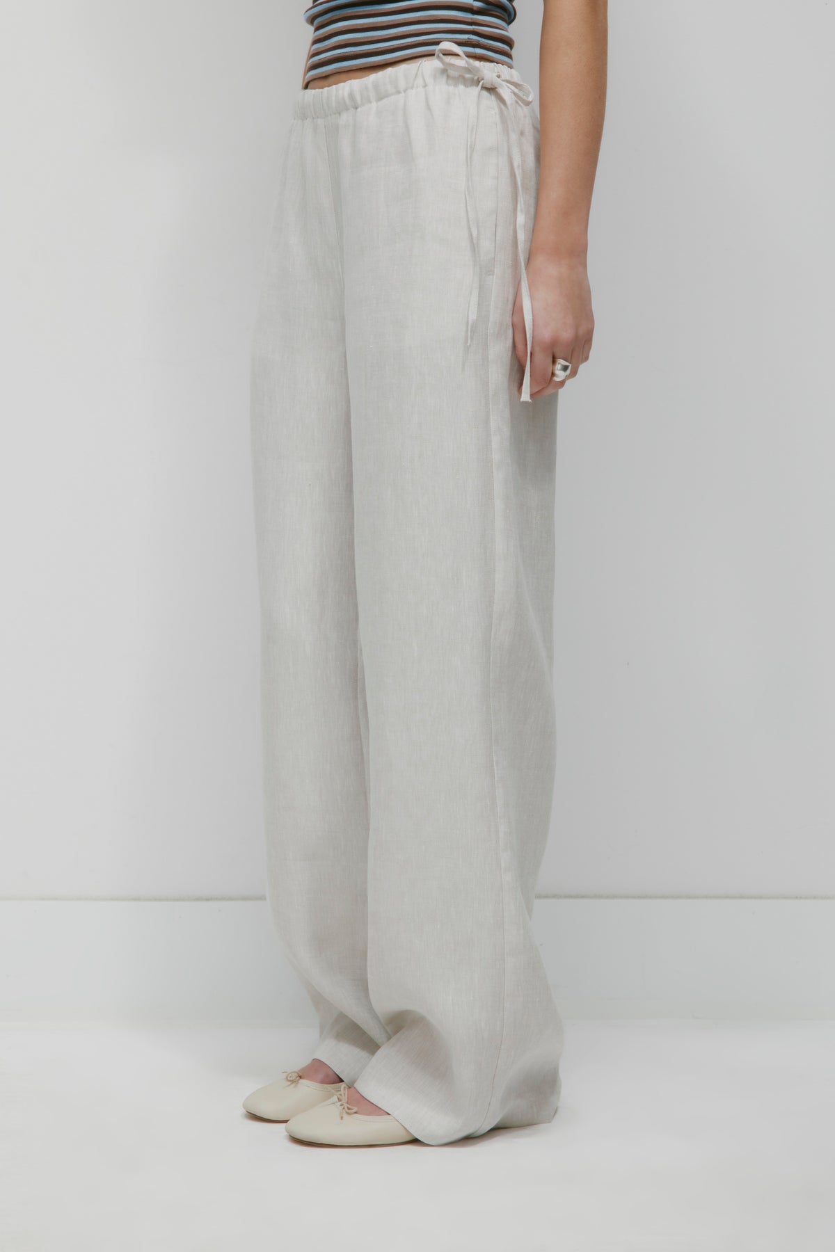 Pantalon à nouer en lin Persea pour femme en naturel