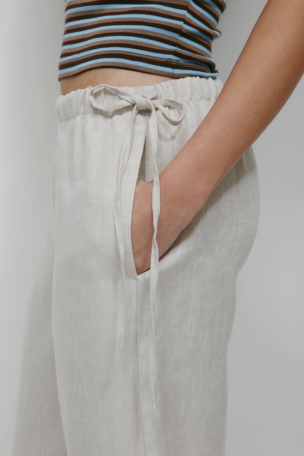 Pantalon à nouer en lin Persea pour femme en naturel