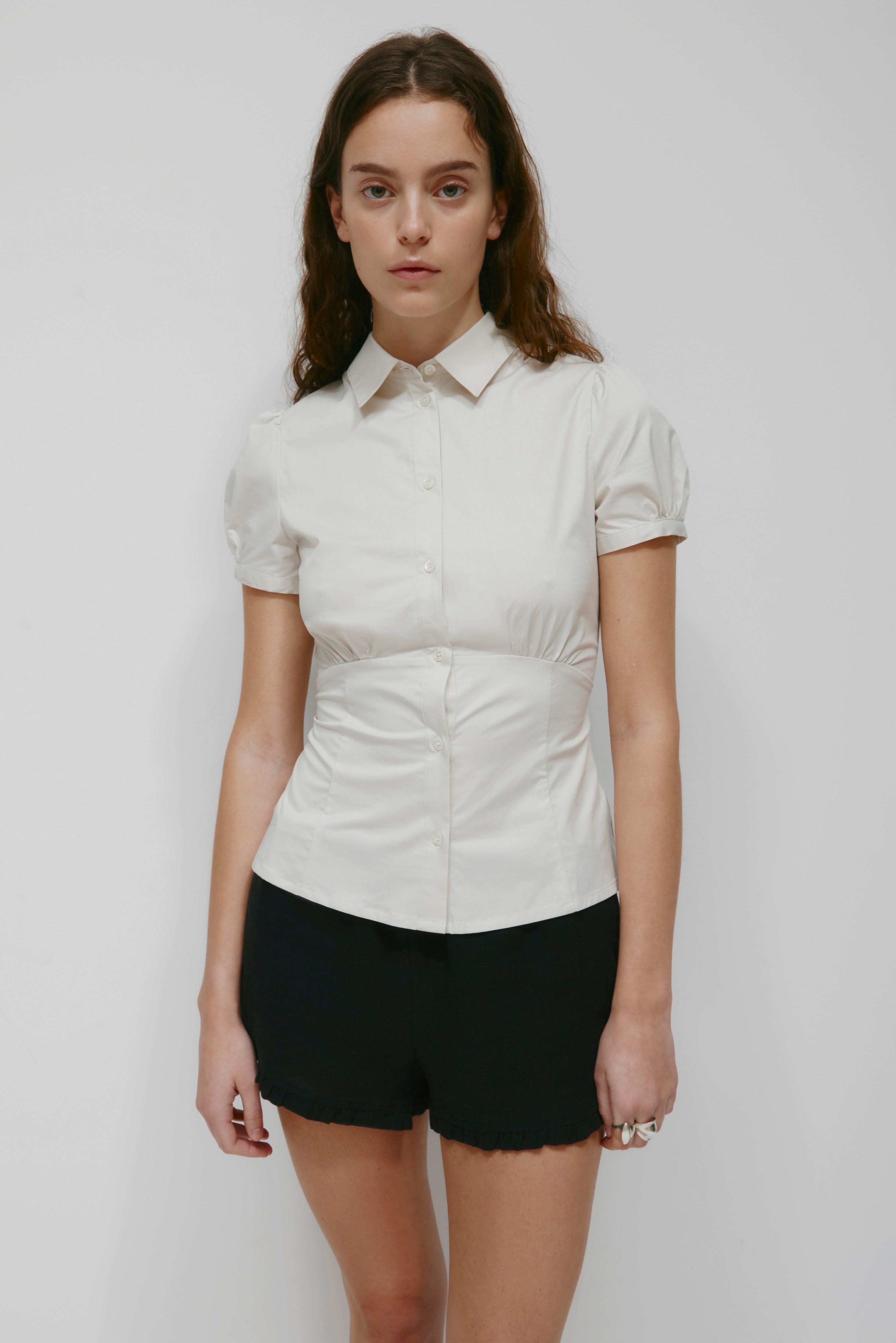 Chemise à manches bouffantes pour femme en fog