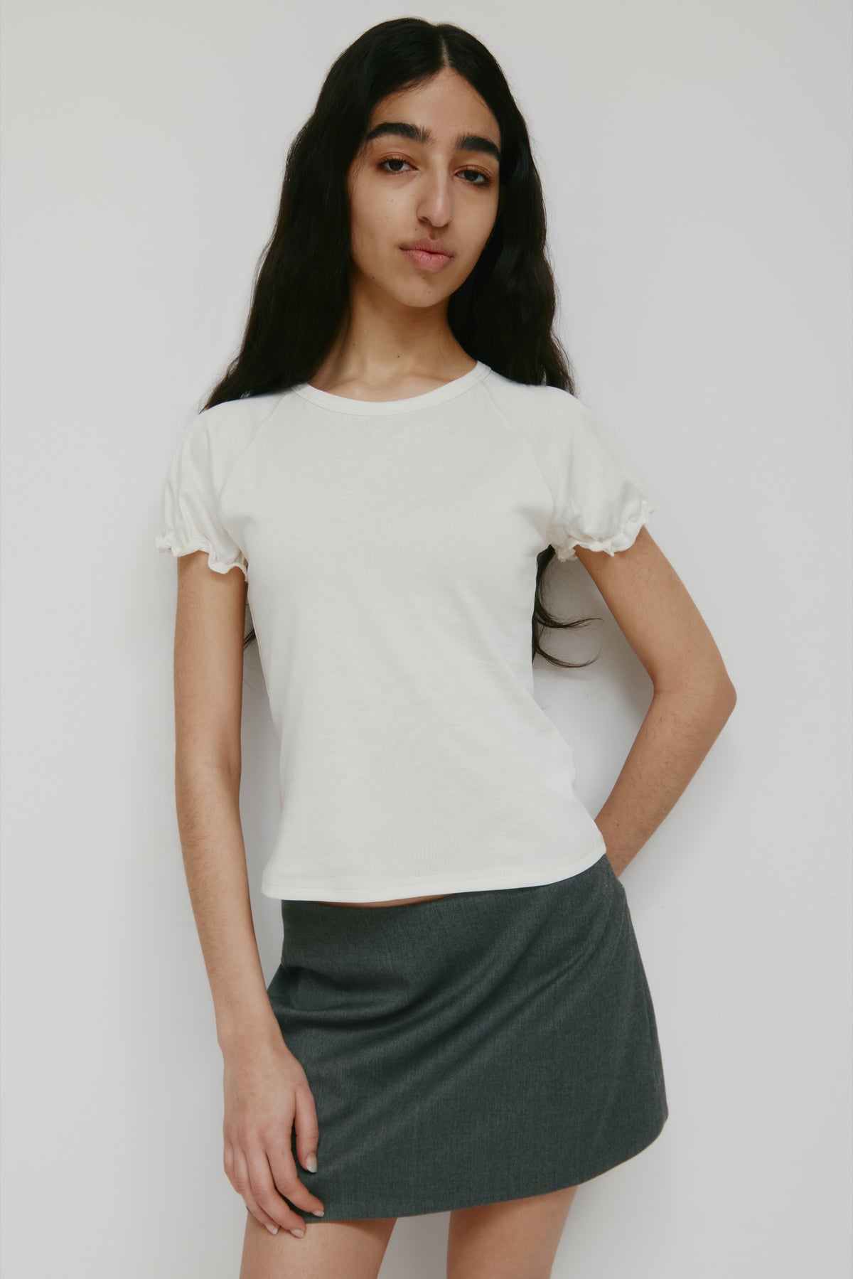 T-shirt à manches bouffantes pour femme en guimauve