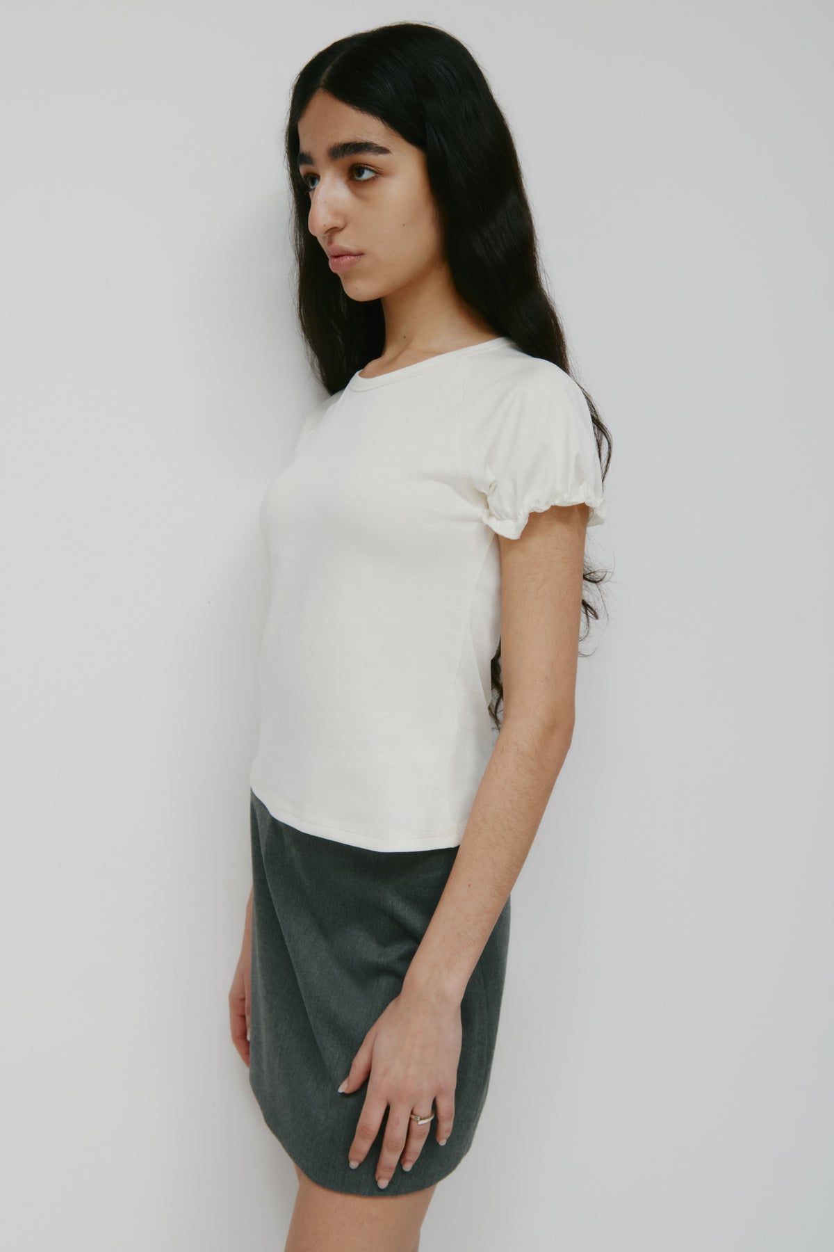 T-shirt à manches bouffantes pour femme en guimauve