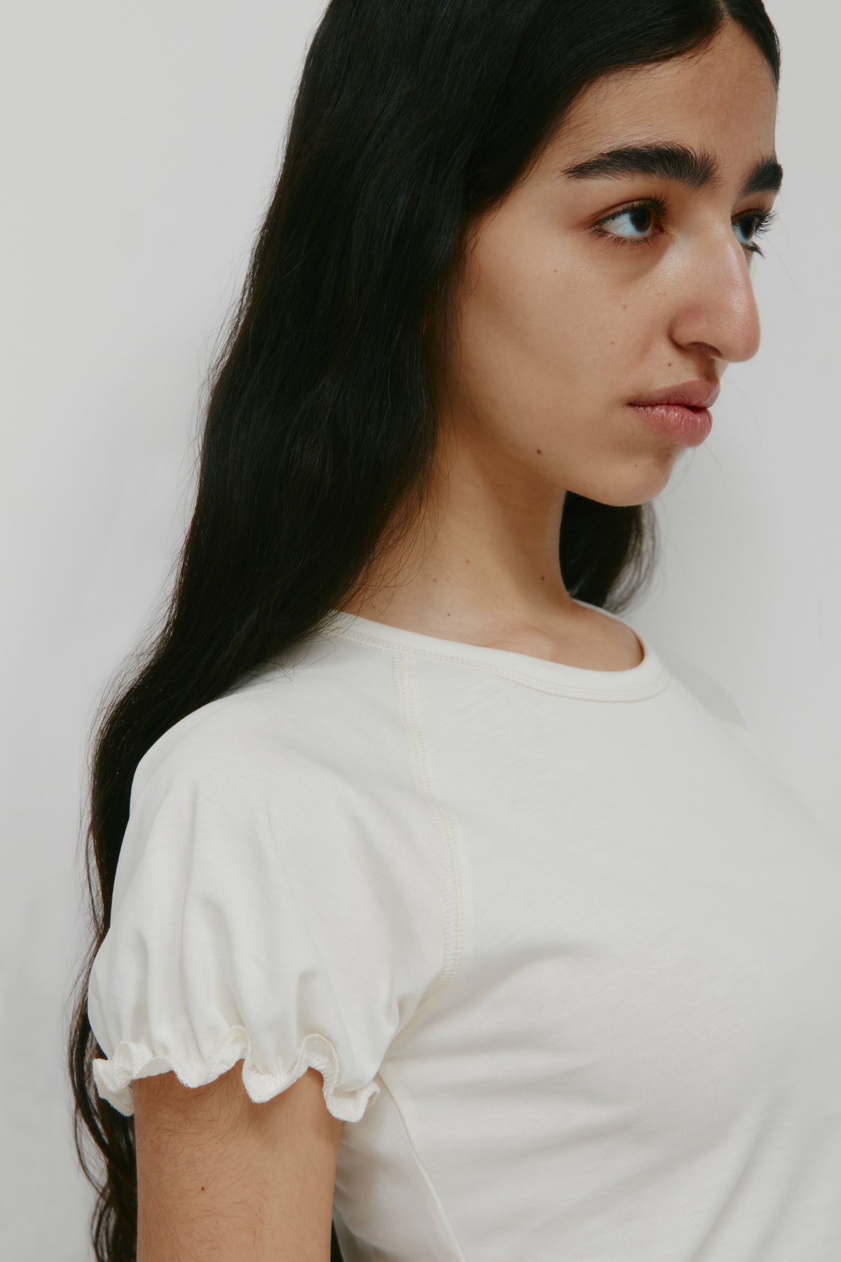 T-shirt à manches bouffantes pour femme en guimauve