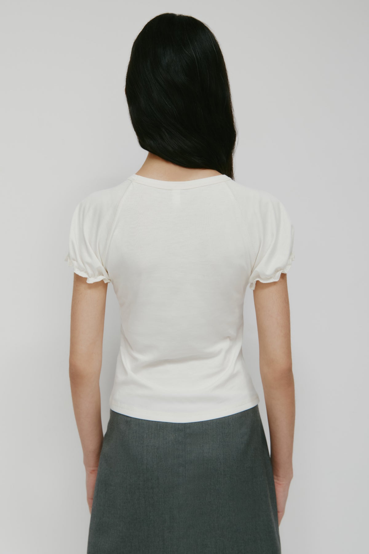 T-shirt à manches bouffantes pour femme en guimauve