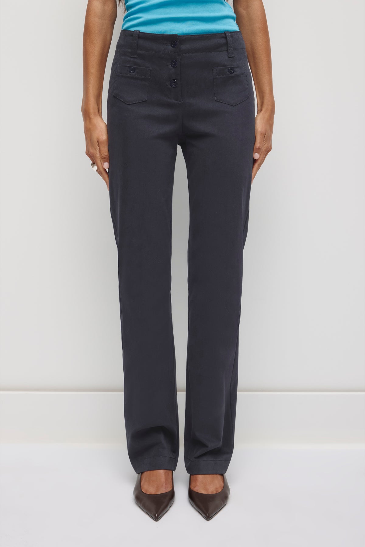 Femmes Pantalon Twill Taille Basse Rafa en océan profond