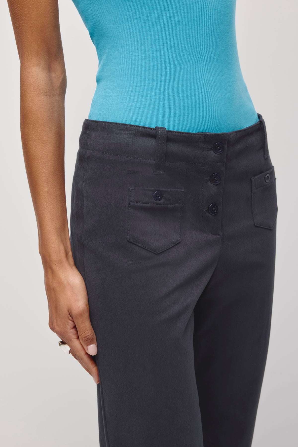 Femmes Pantalon Twill Taille Basse Rafa en océan profond