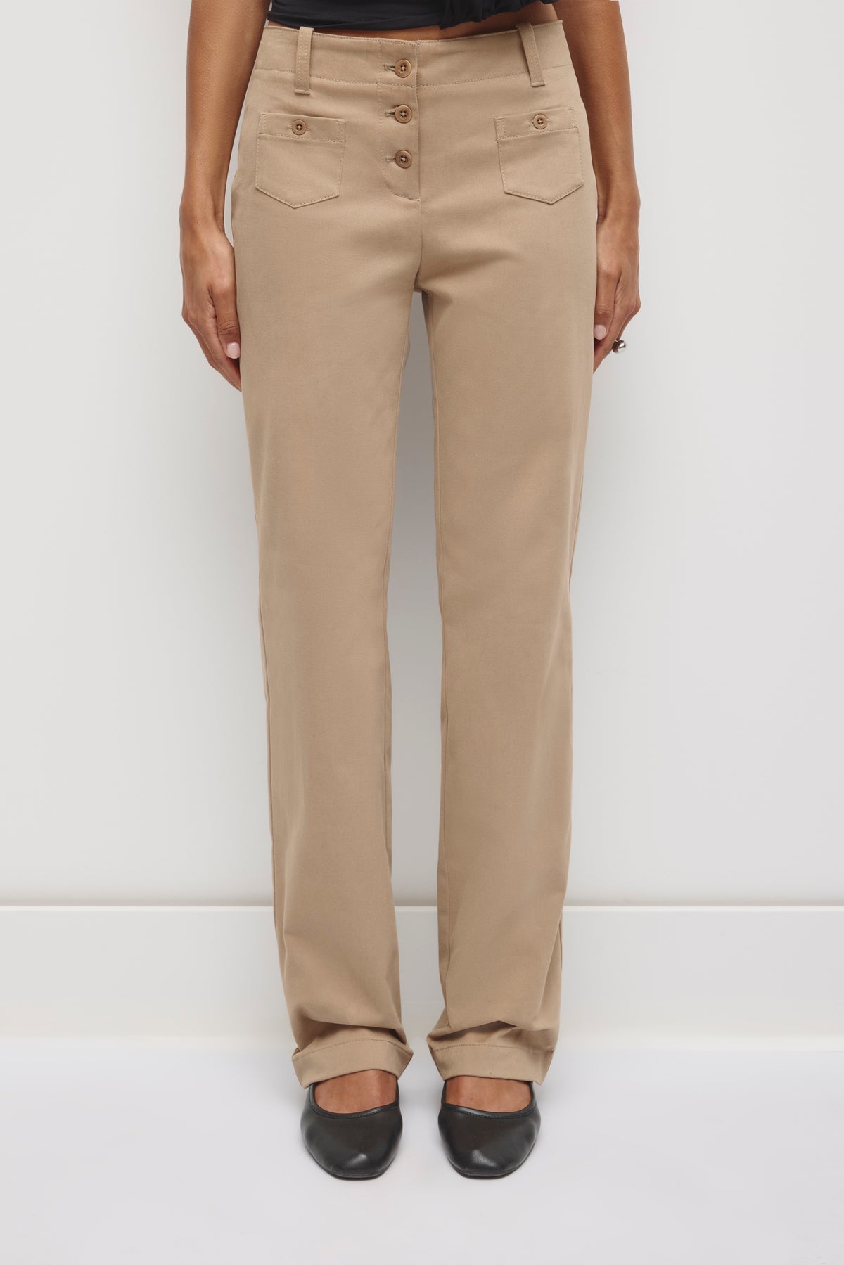 Femmes Pantalon Twill Taille Basse Rafa en tan