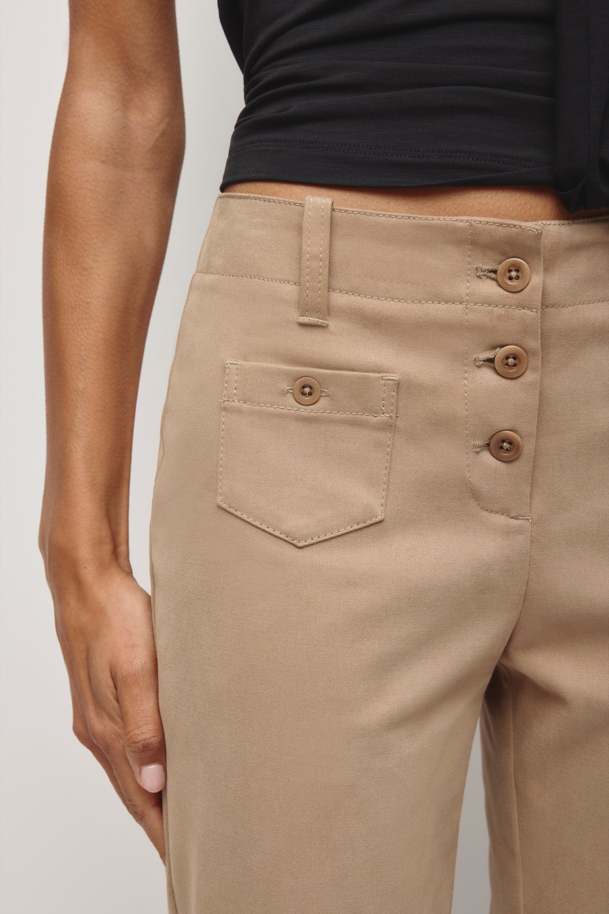 Femmes Pantalon Twill Taille Basse Rafa en tan