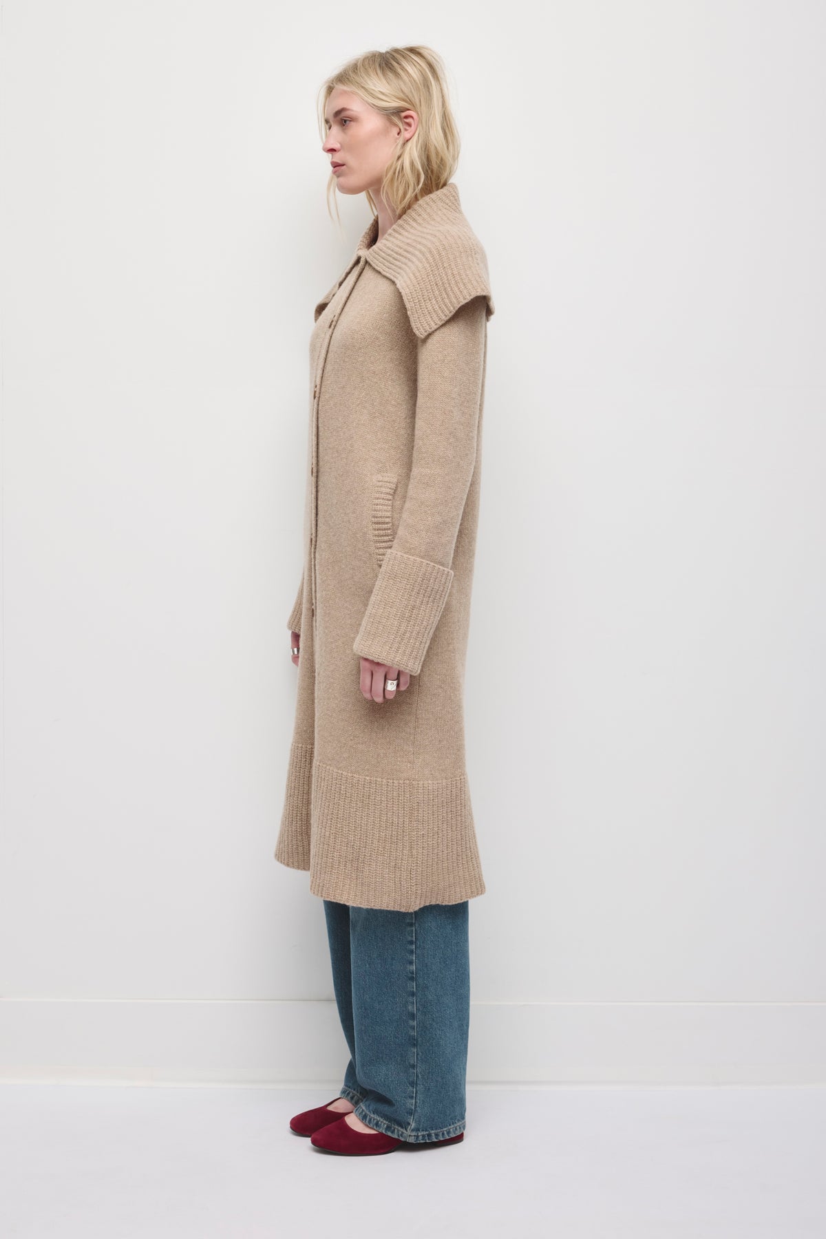 Women's Rina Wool Coatigan in Light Taupe Melange