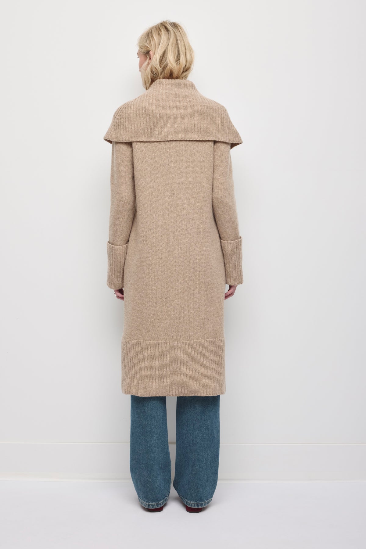 Women's Rina Wool Coatigan in Light Taupe Melange