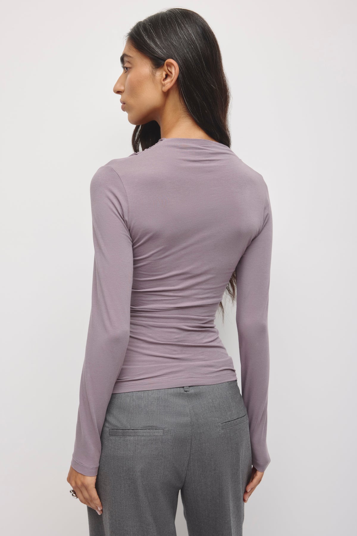 Haut à manches longues Samira Wrap pour femme en lavande cendrée