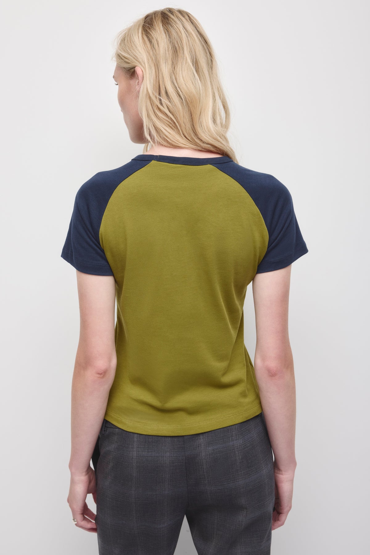Women's Shrunken Varsity Tee in Cardamom/Deep Ocean