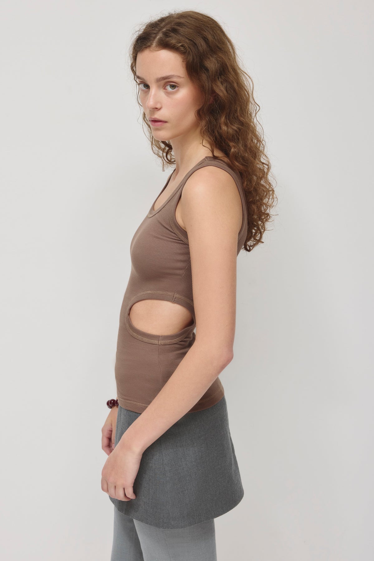 Débardeur à découpe latérale pour femme en écorce