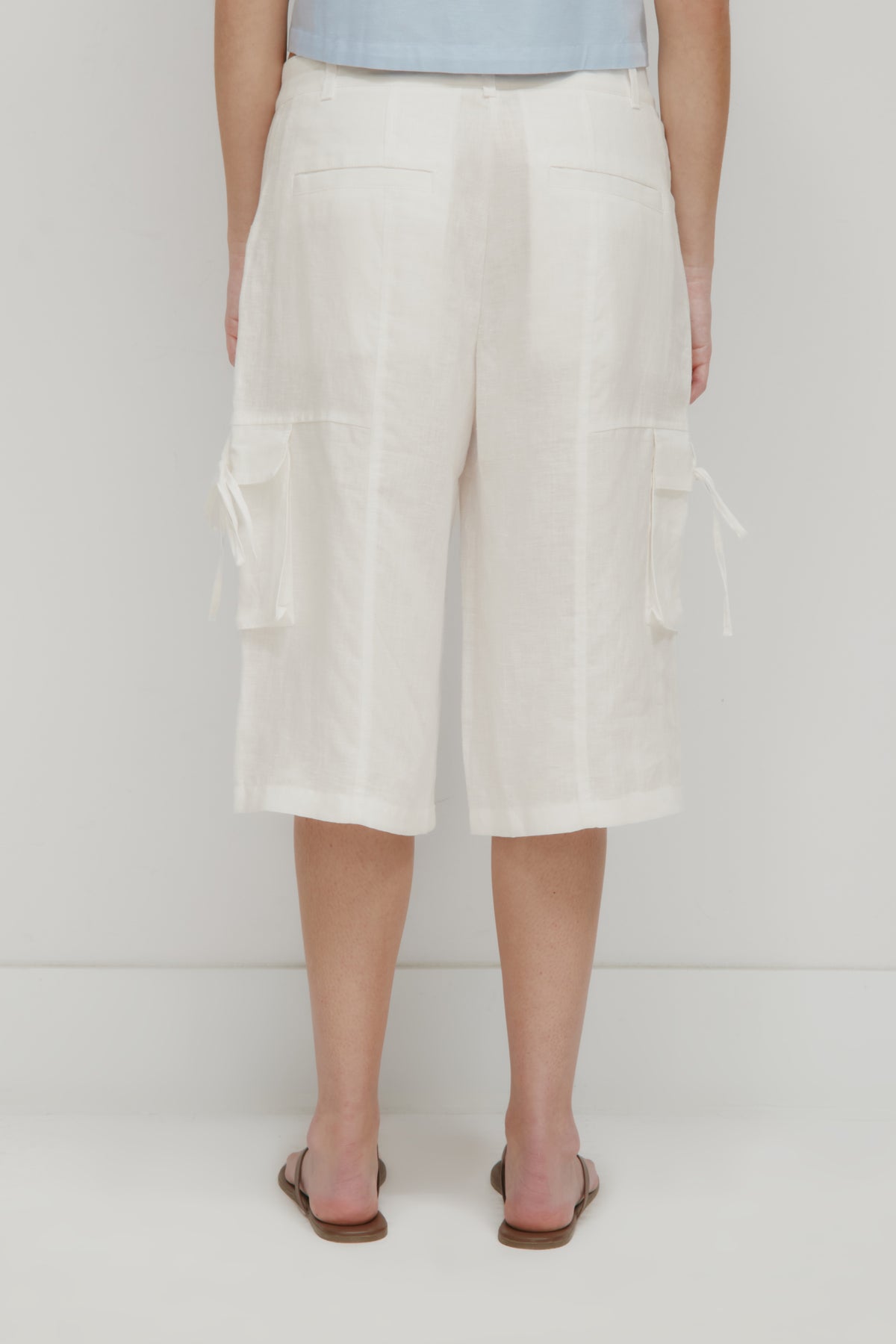Short à nouer en lin Sila pour femme en guimauve