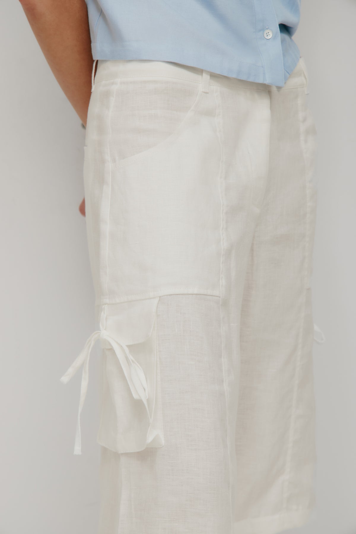 Short à nouer en lin Sila pour femme en guimauve