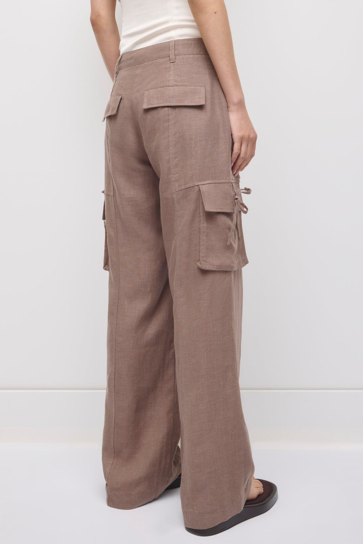 Pantalon à nouer en lin Sila pour femme en écorce