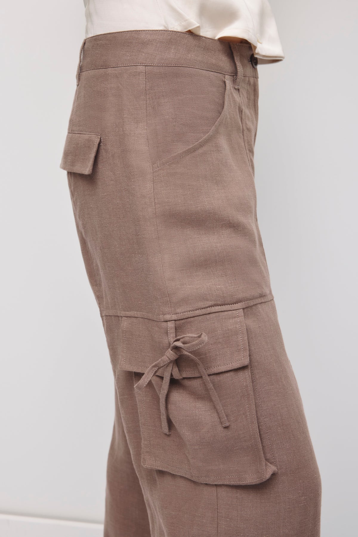 Pantalon à nouer en lin Sila pour femme en écorce