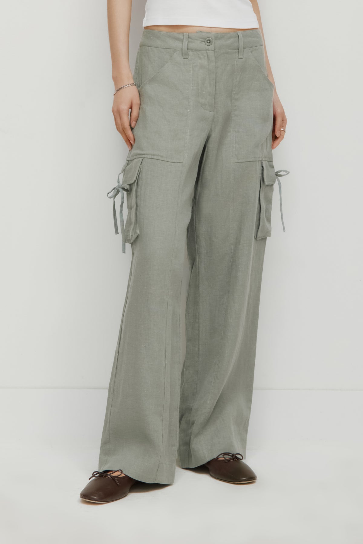 Women's Sila Linen Tie Pant in Shadow