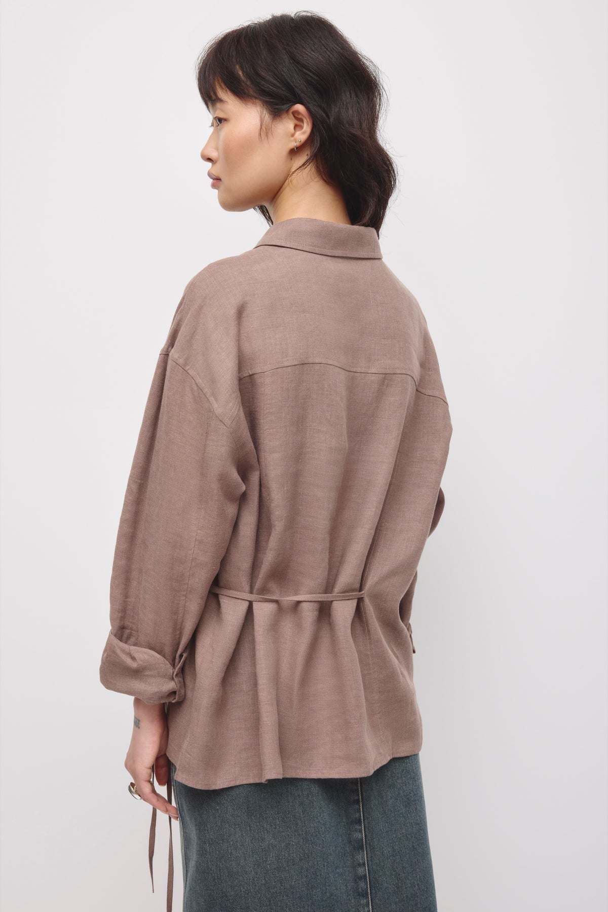 Chemise à nouer en lin Sila pour femme en écorce