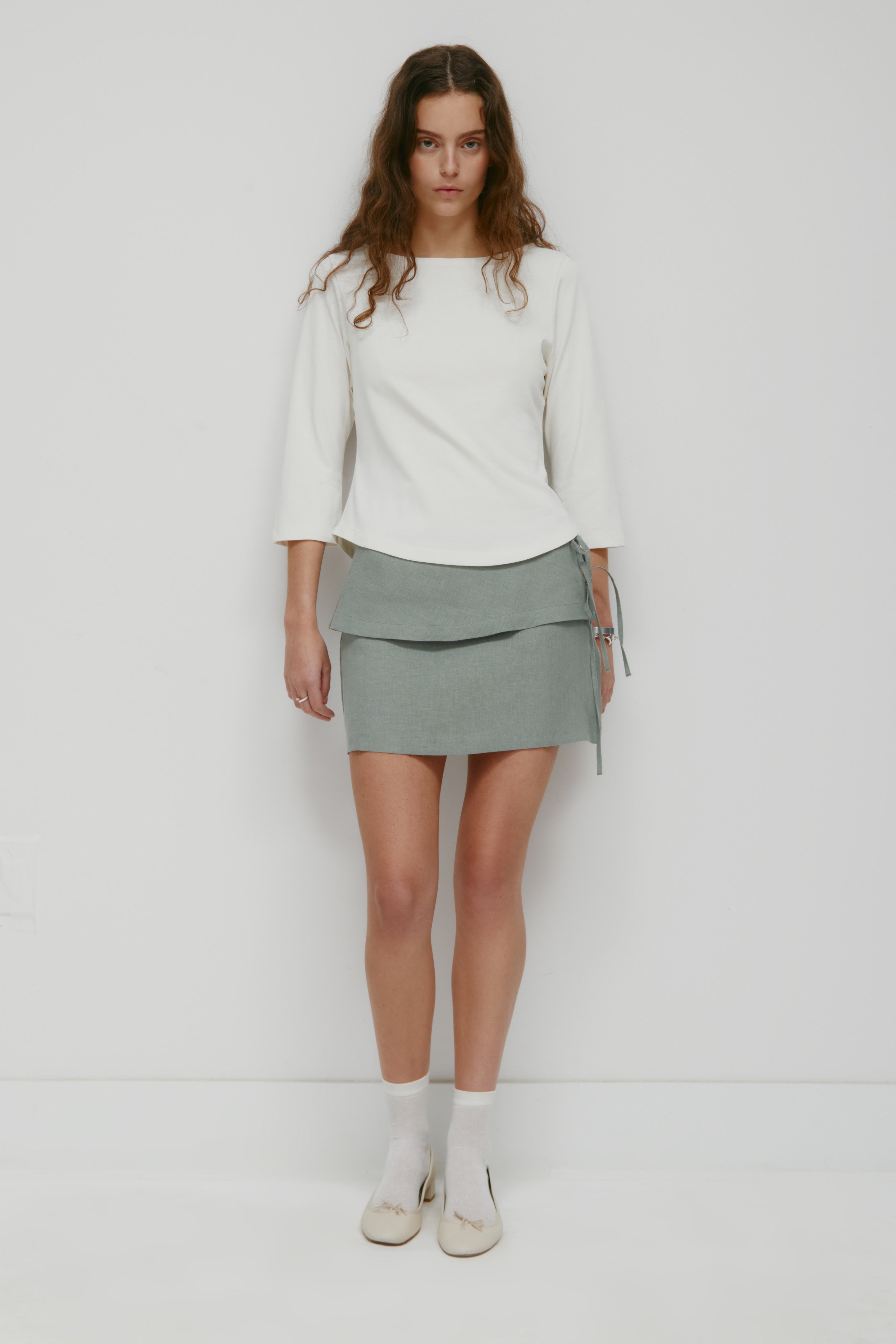 Jupe à nouer en lin Sila pour femme en ombre