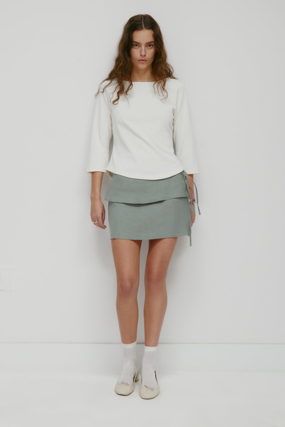 Jupe à nouer en lin Sila pour femme en ombre