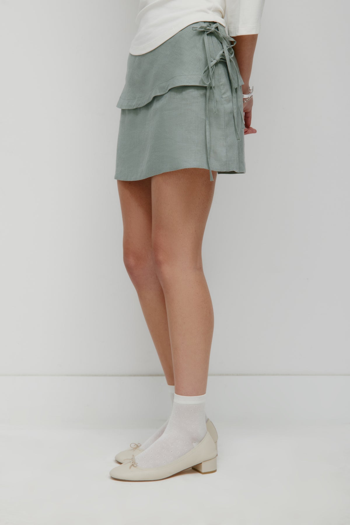Jupe à nouer en lin Sila pour femme en ombre