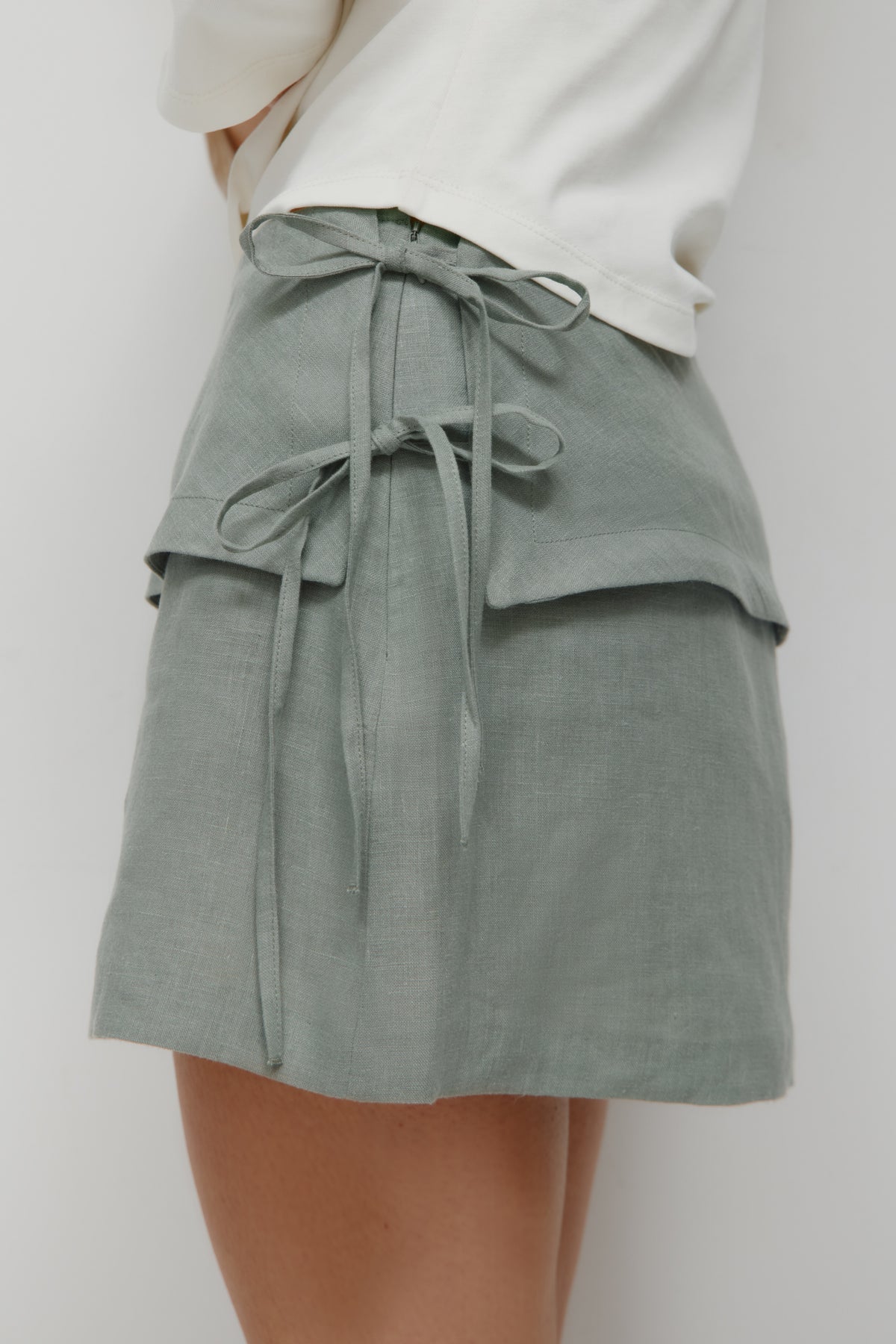 Jupe à nouer en lin Sila pour femme en ombre