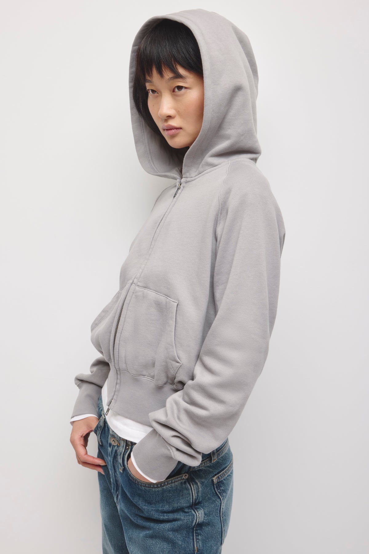 Chandail à capuchon zippé Snug pour femme en gypsum
