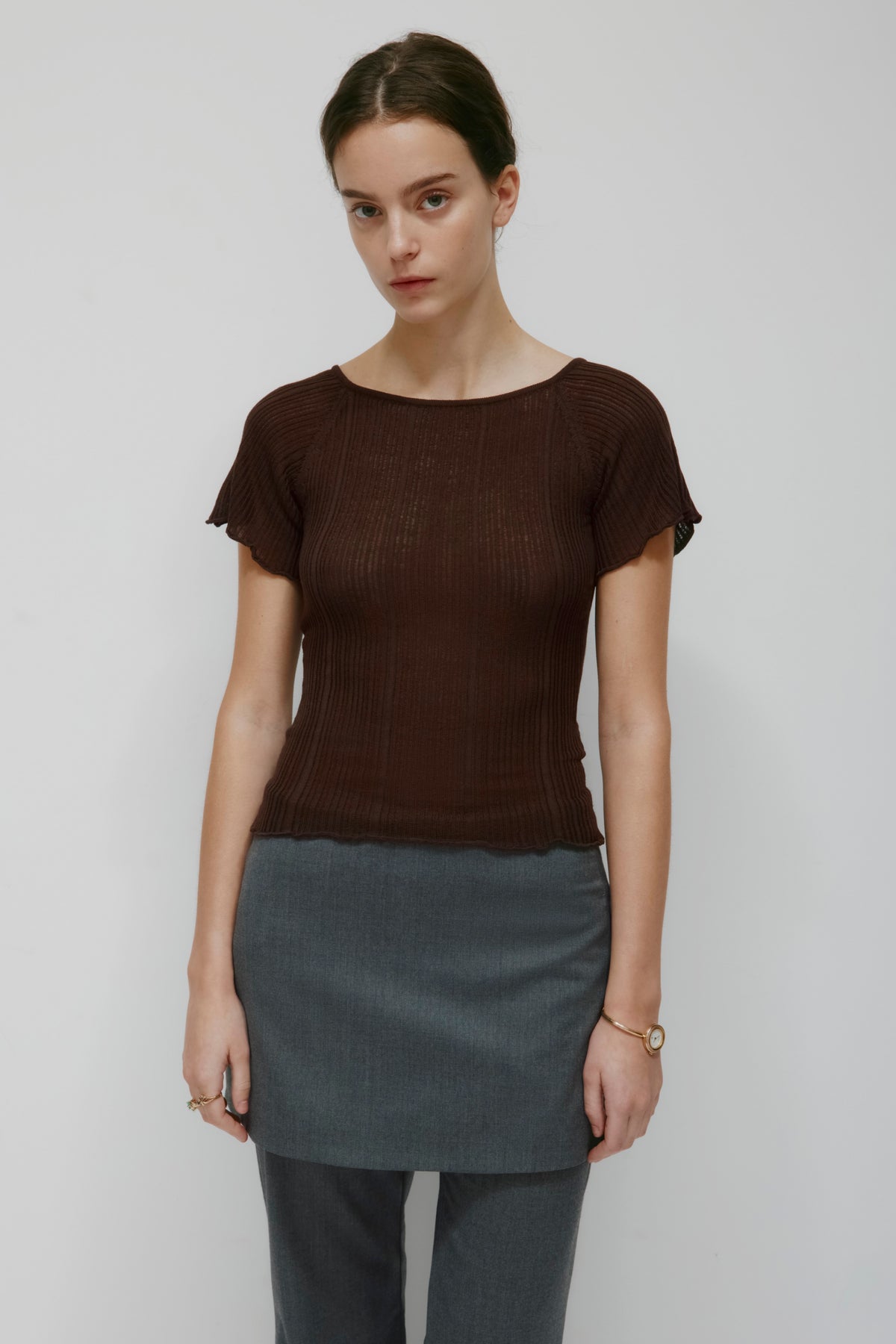 Pull-over côtelé 2 en 1 Solis pour femme en cocoa