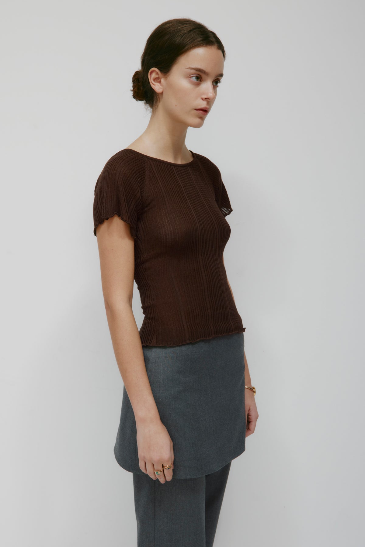 Pull-over côtelé 2 en 1 Solis pour femme en cocoa