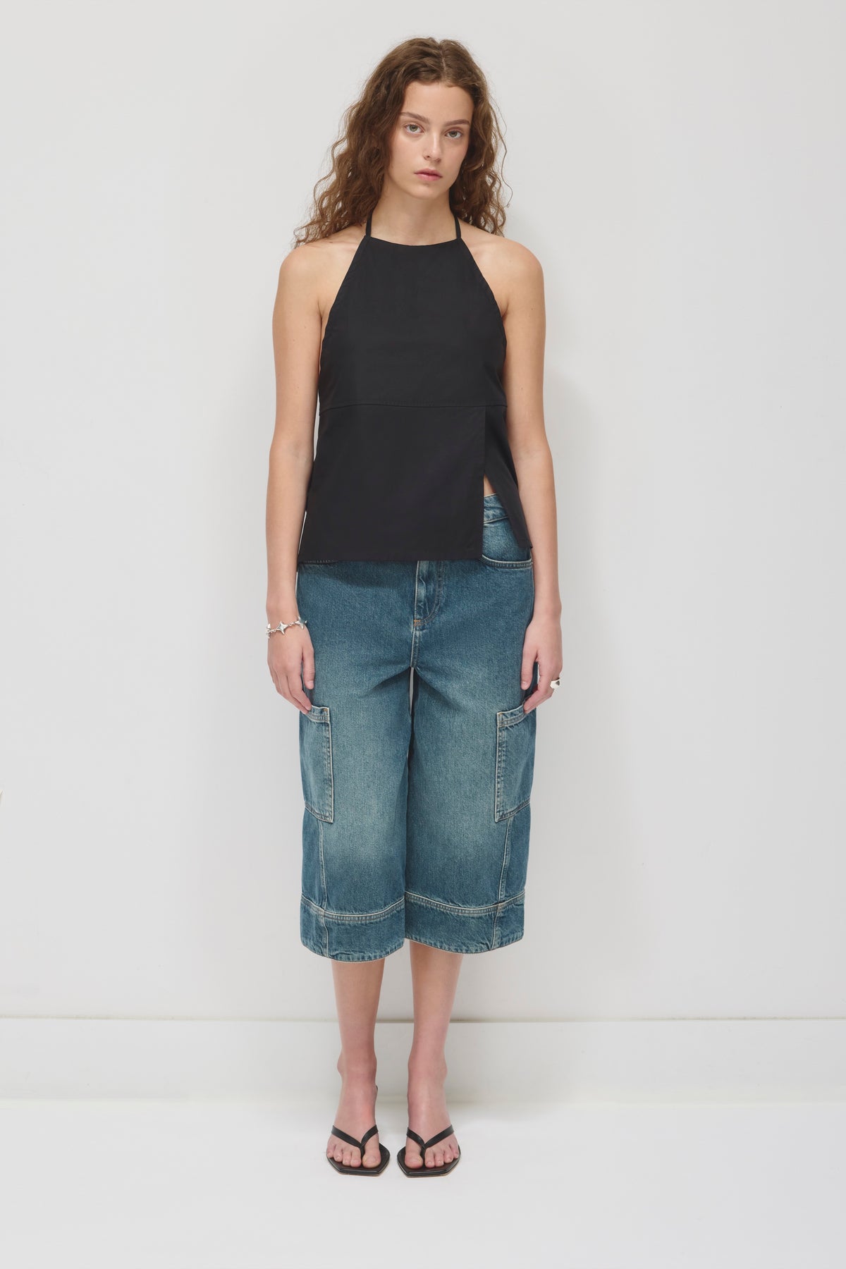 Camisole froncée pour femme en noir